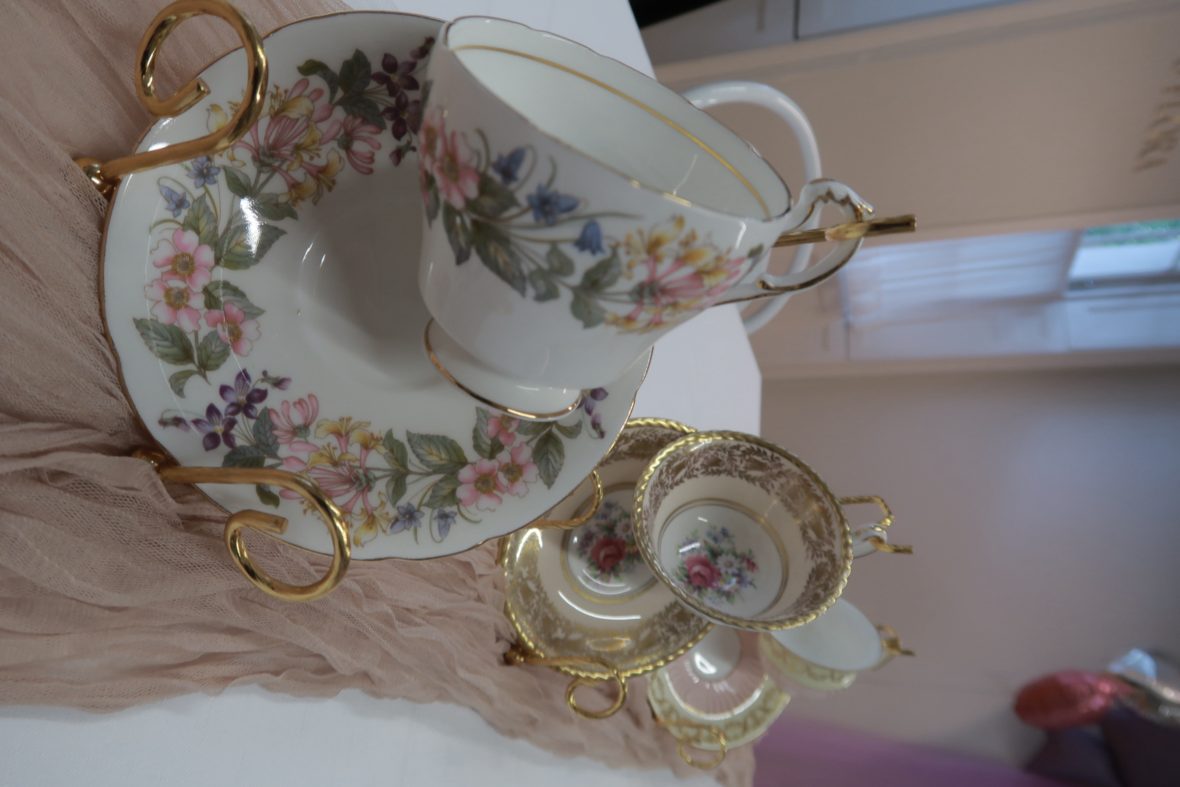 Vintage teacup floral arrangement